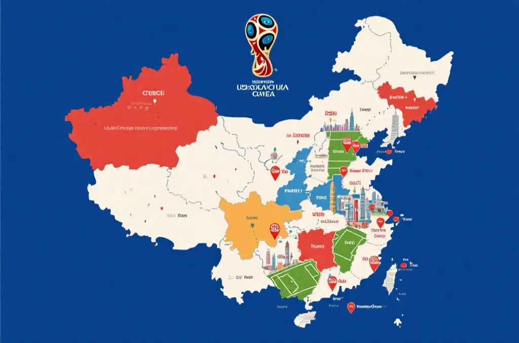 三国联合举办世界杯的赛程地图与时区换算示意图